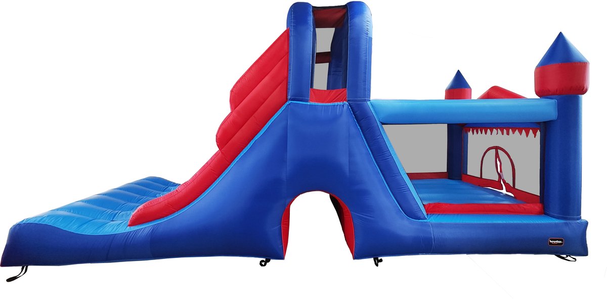 Springkussen   | Double Mega Slide Blauw (4-in-1)